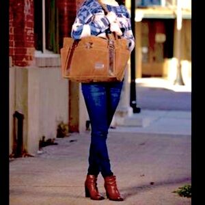 NWT $525 Clark & Taft #521 Large Waxed Canvas Carry on Tote Travel Bag USA tan